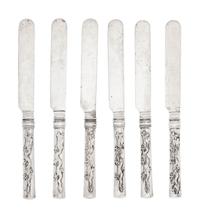 A Set of Six Chinese Export Silver Dessert Knives