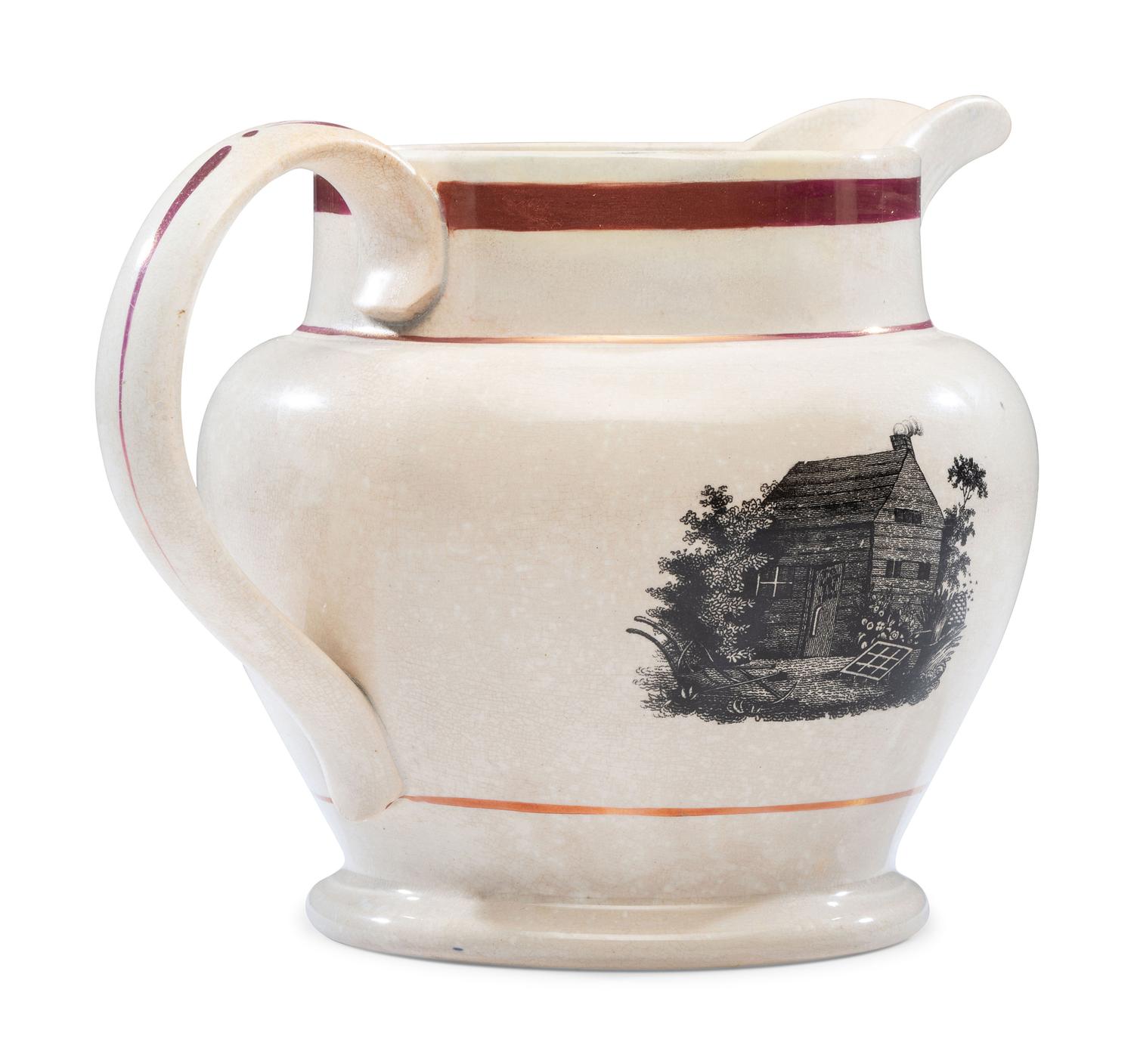 A Rare 'Harrison and Reform' Strawberry Lustre Campaign Pitcher