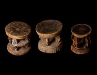 Three Dogon Wood Stools