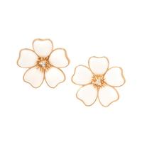 CORAL AND DIAMOND FLOWER EARCLIPS
