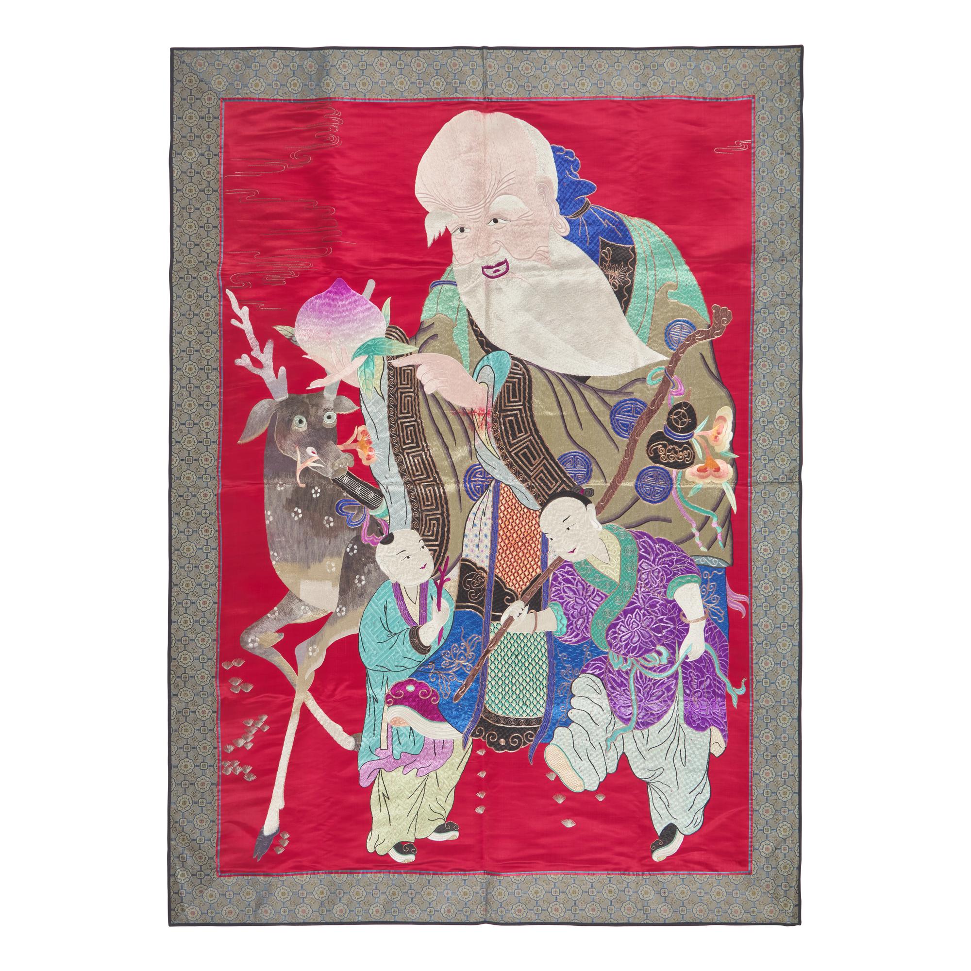 Five Chinese Embroidered Silk Panels, Late 19th-20th Century — 晚清-民國 綉片一組五幅