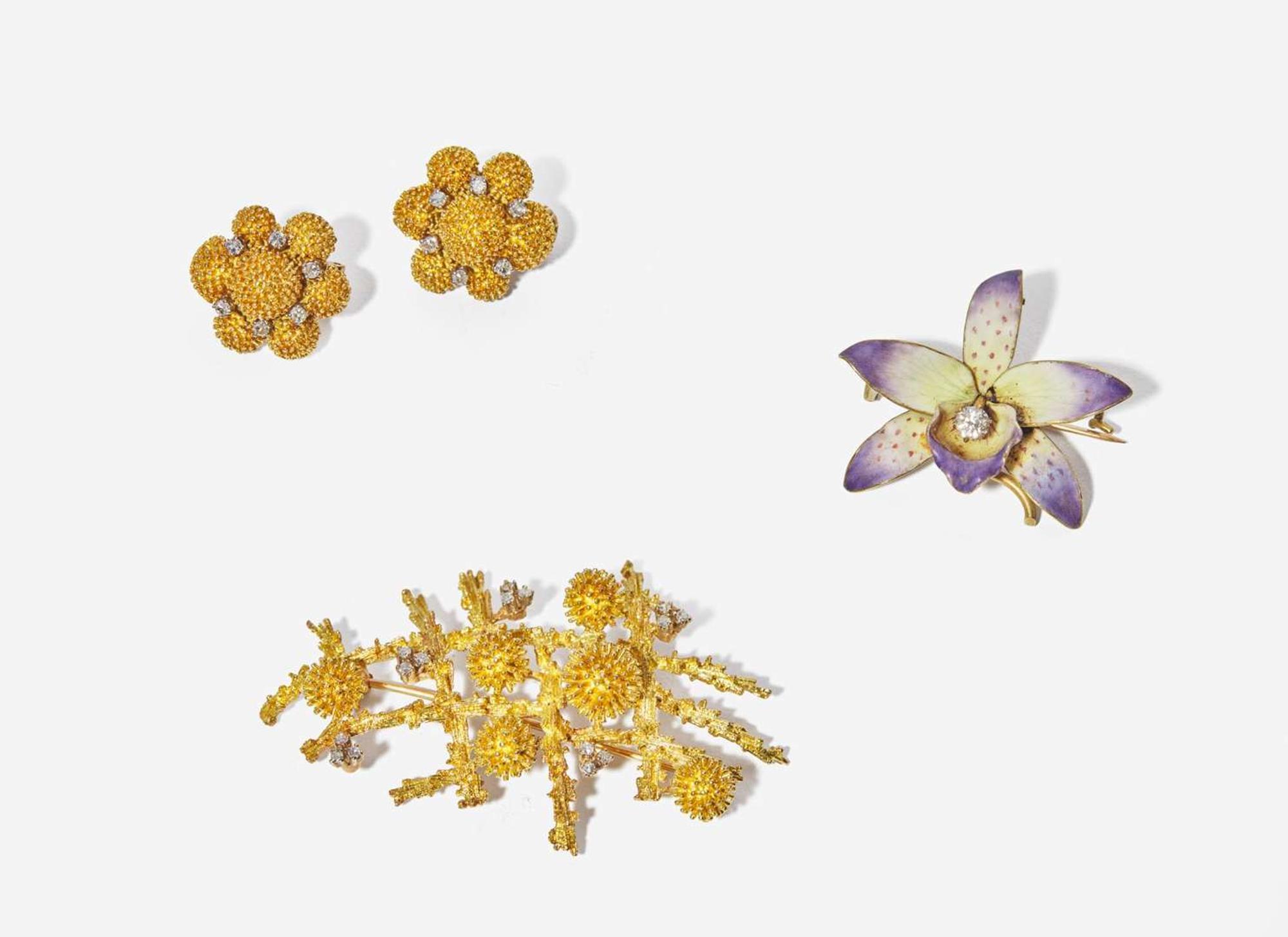 A Collection of Gold and Diamond Jewelry