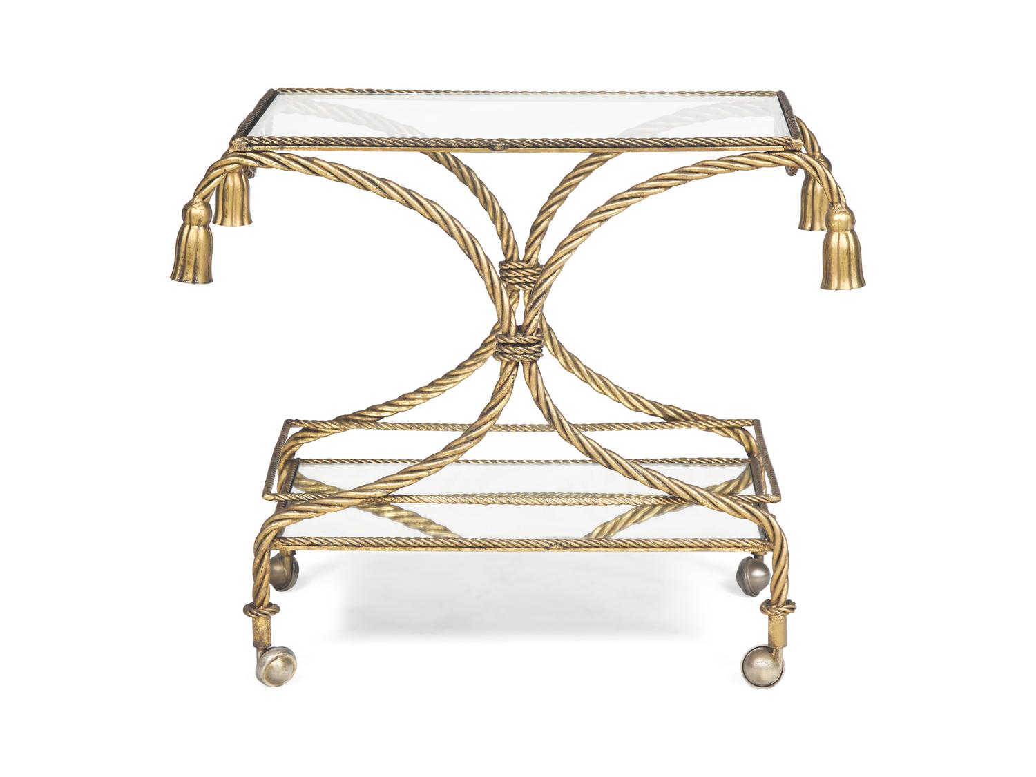 An Art Deco Style Gilt-Metal and Glass Bar Cart