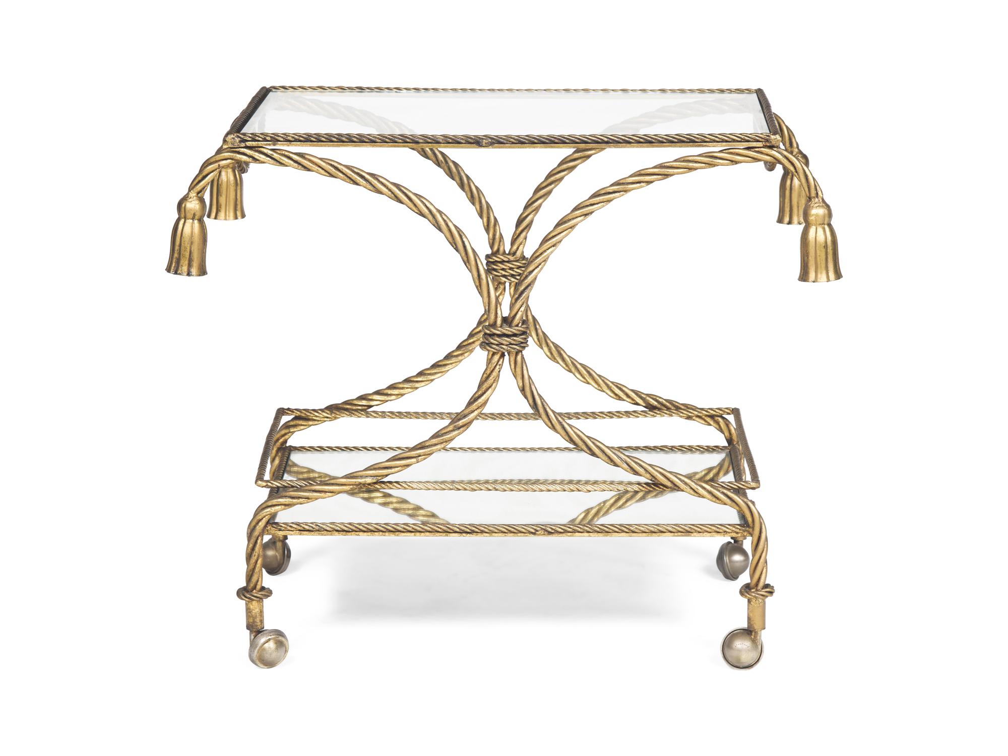 An Art Deco Style Gilt-Metal and Glass Bar Cart