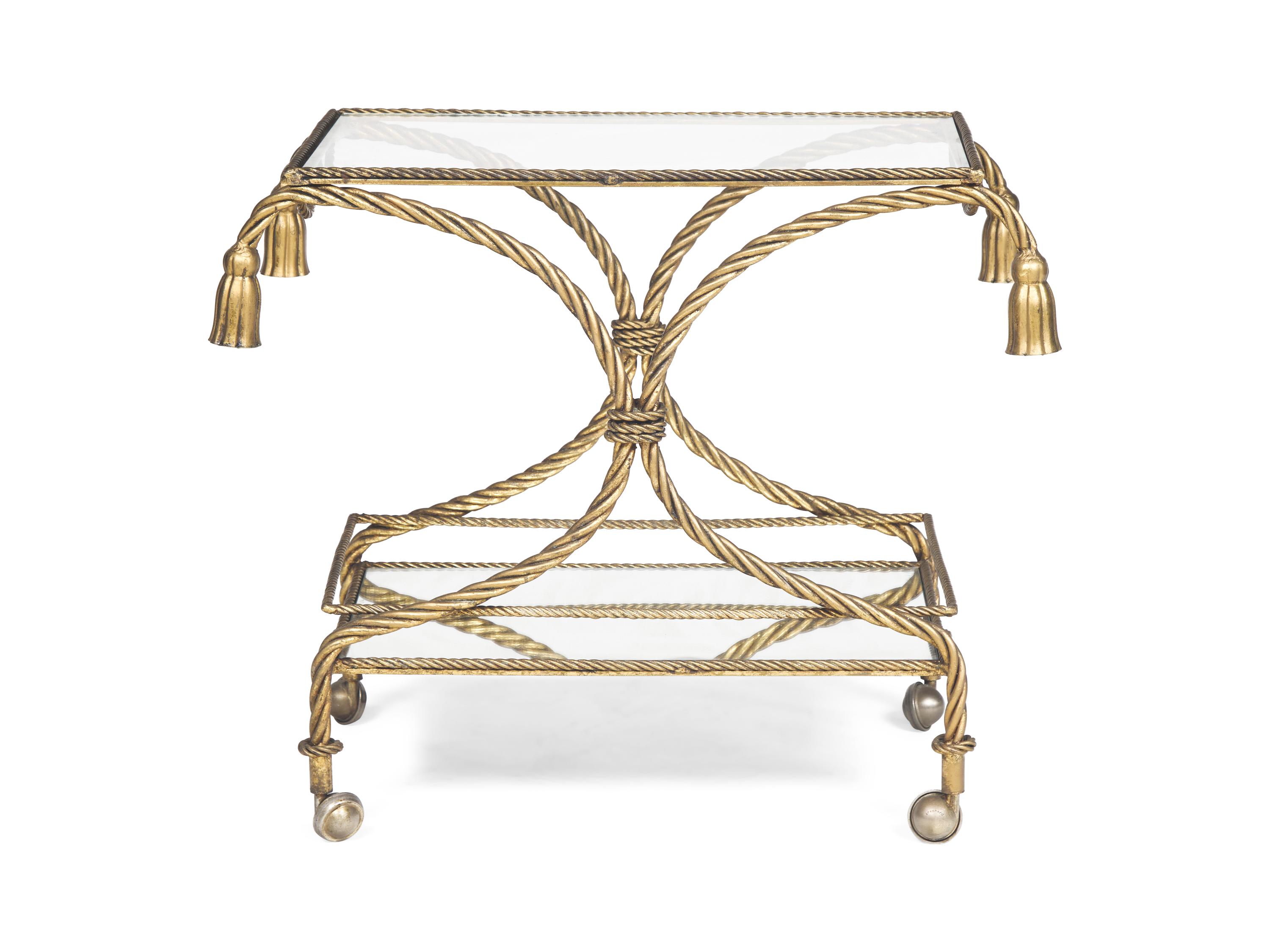 An Art Deco Style Gilt-Metal and Glass Bar Cart