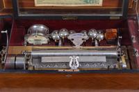 A Swiss Inlaid and Parcel Ebonized Mahogany Cylinder Music Box