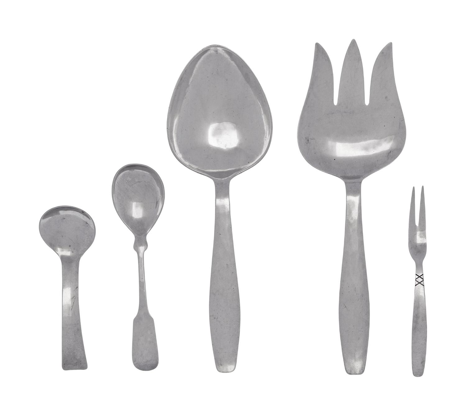 Six Allan Adler Silver Flatware Articles