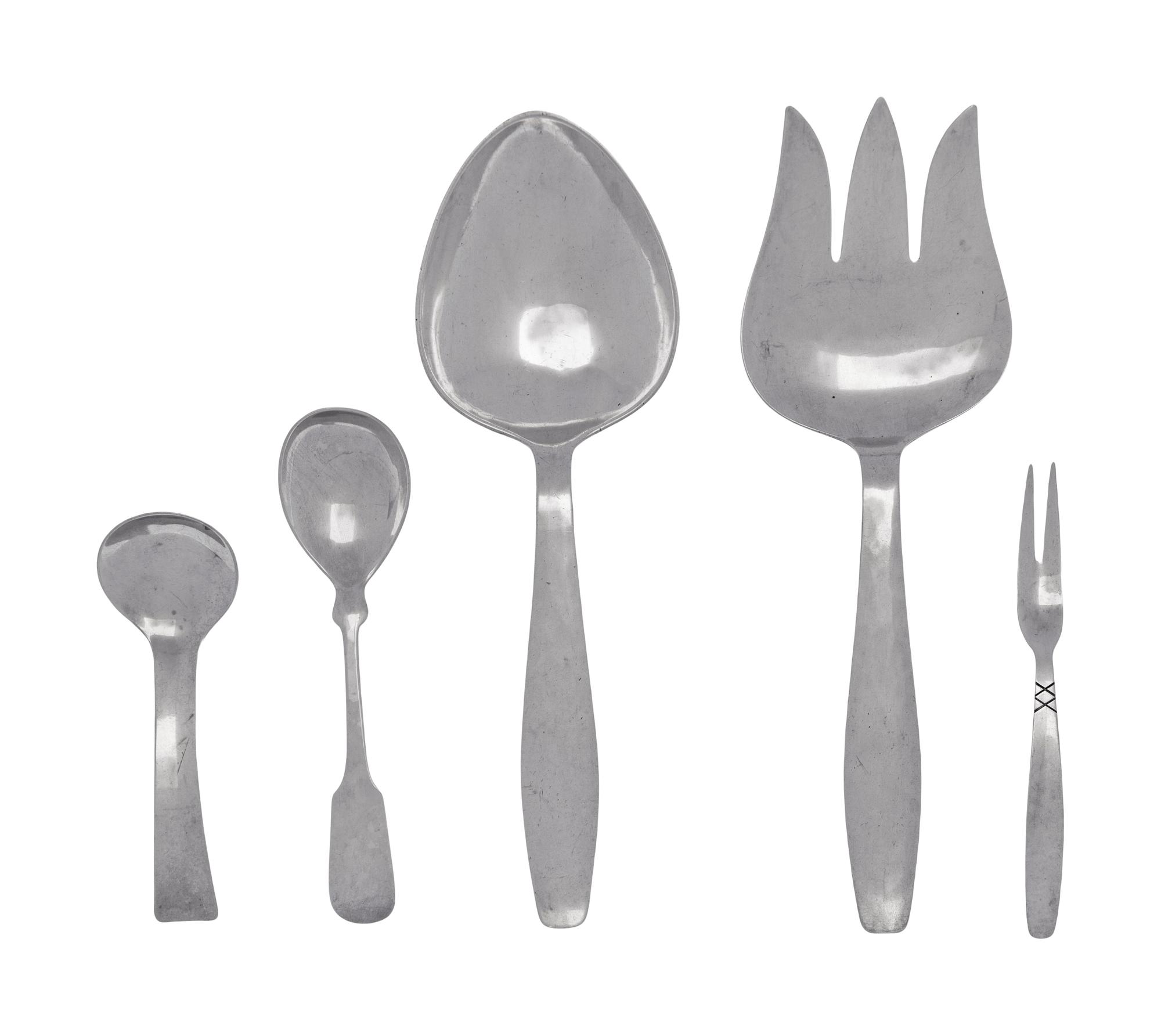 Six Allan Adler Silver Flatware Articles