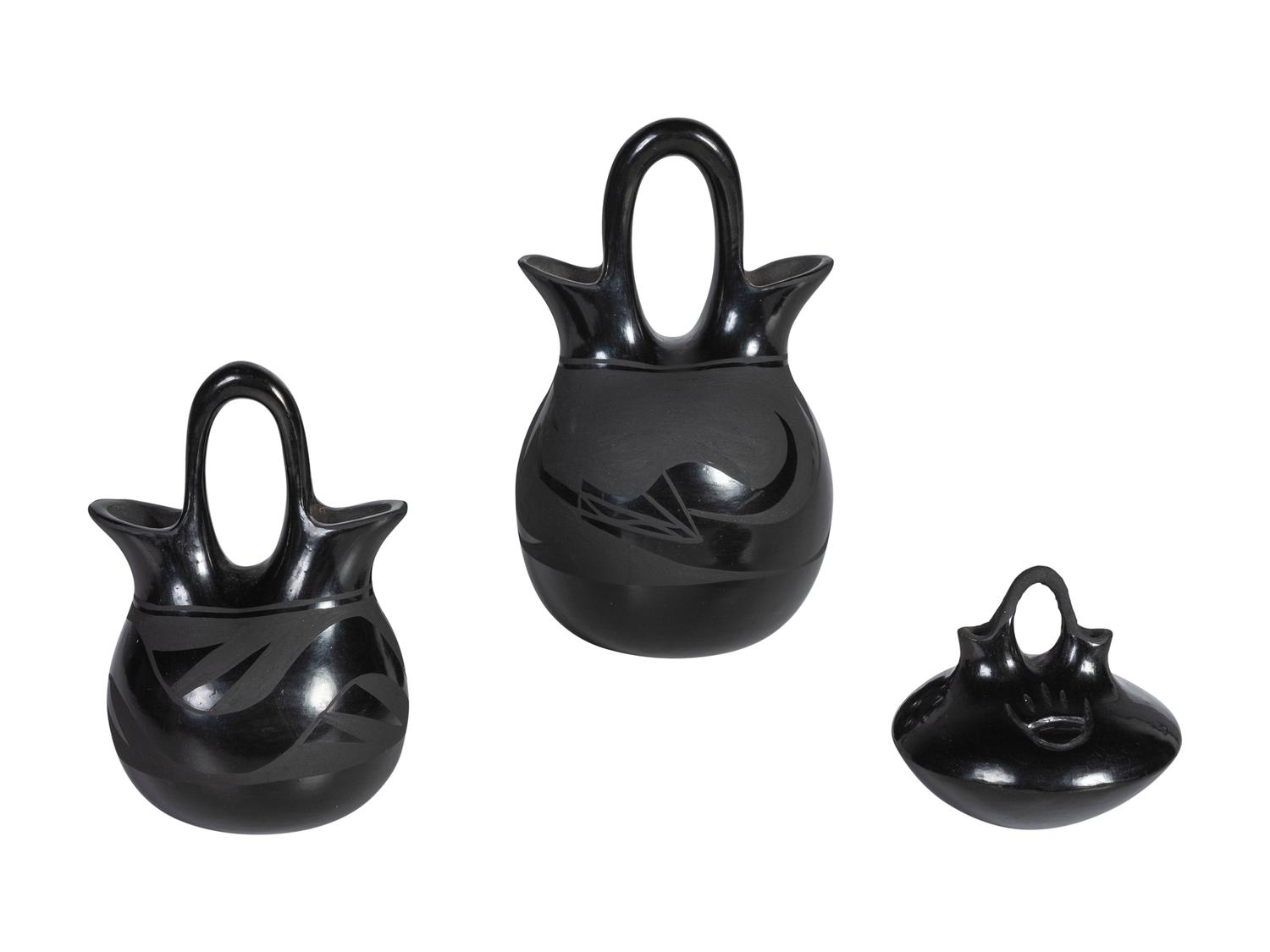 Miniature Blackware Wedding Vases