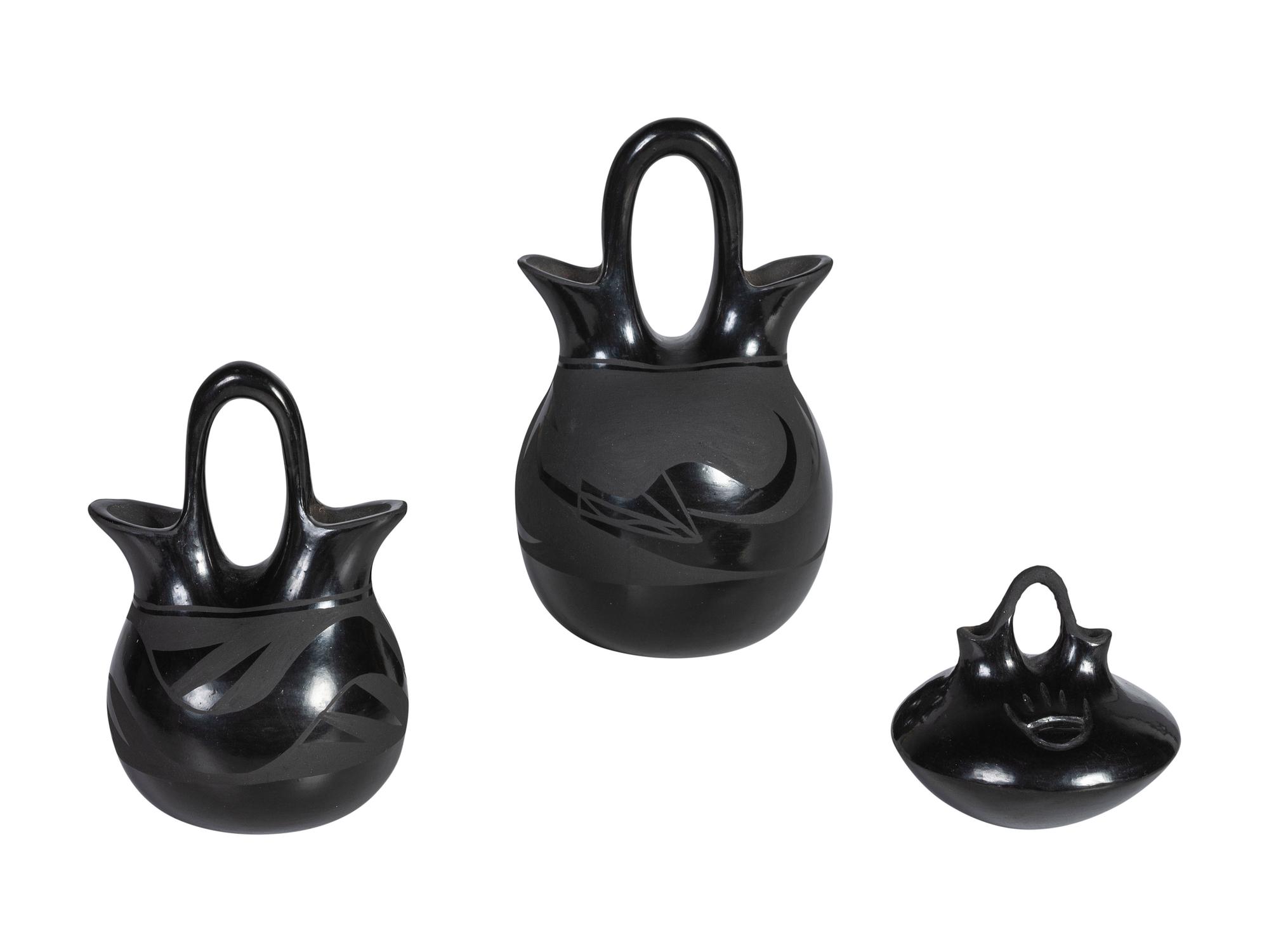 Miniature Blackware Wedding Vases