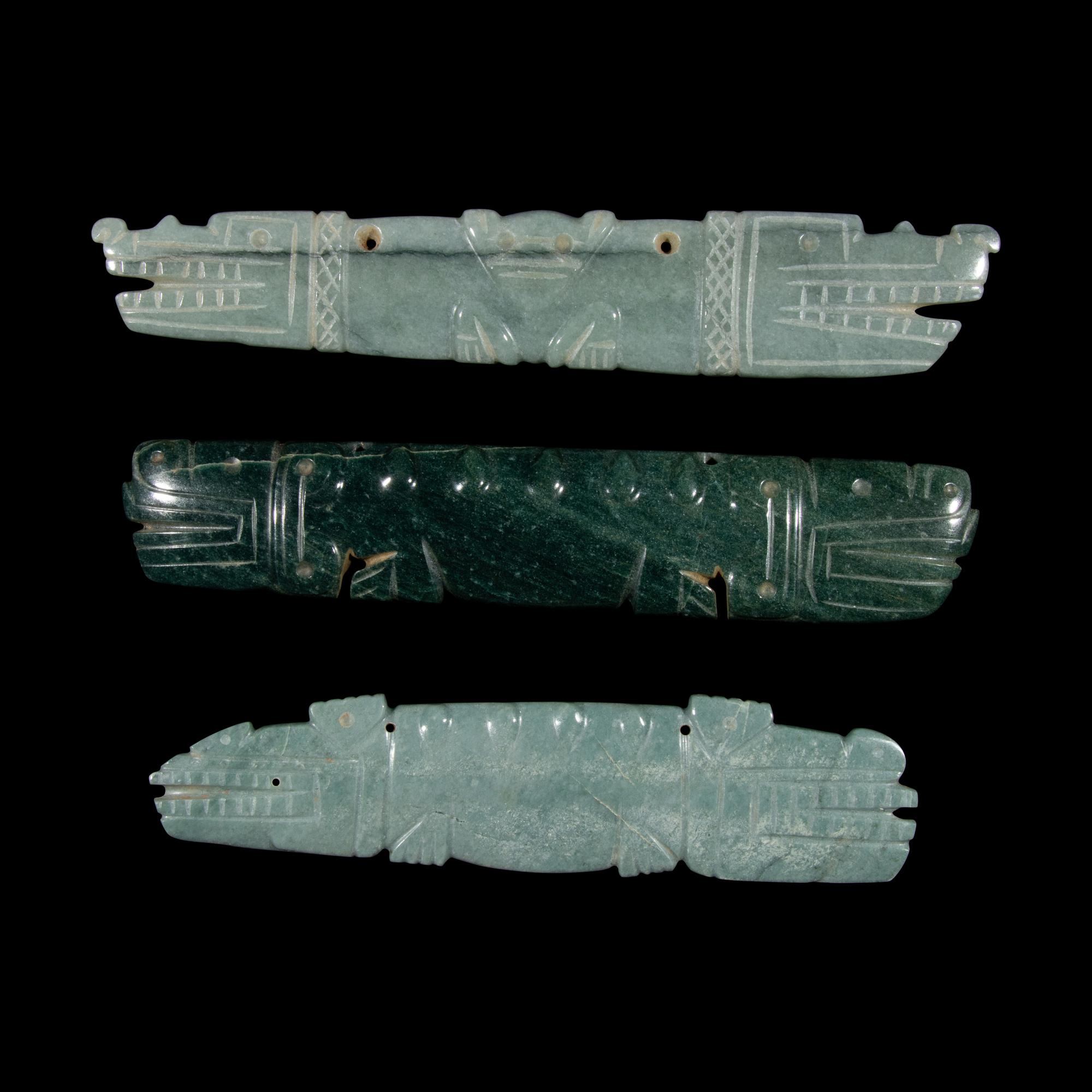 Three Costa Rican Jade Bar Pendants