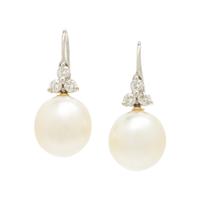 CULTURED SOUTH SEA PEARL AND DIAMOND EARRINGS