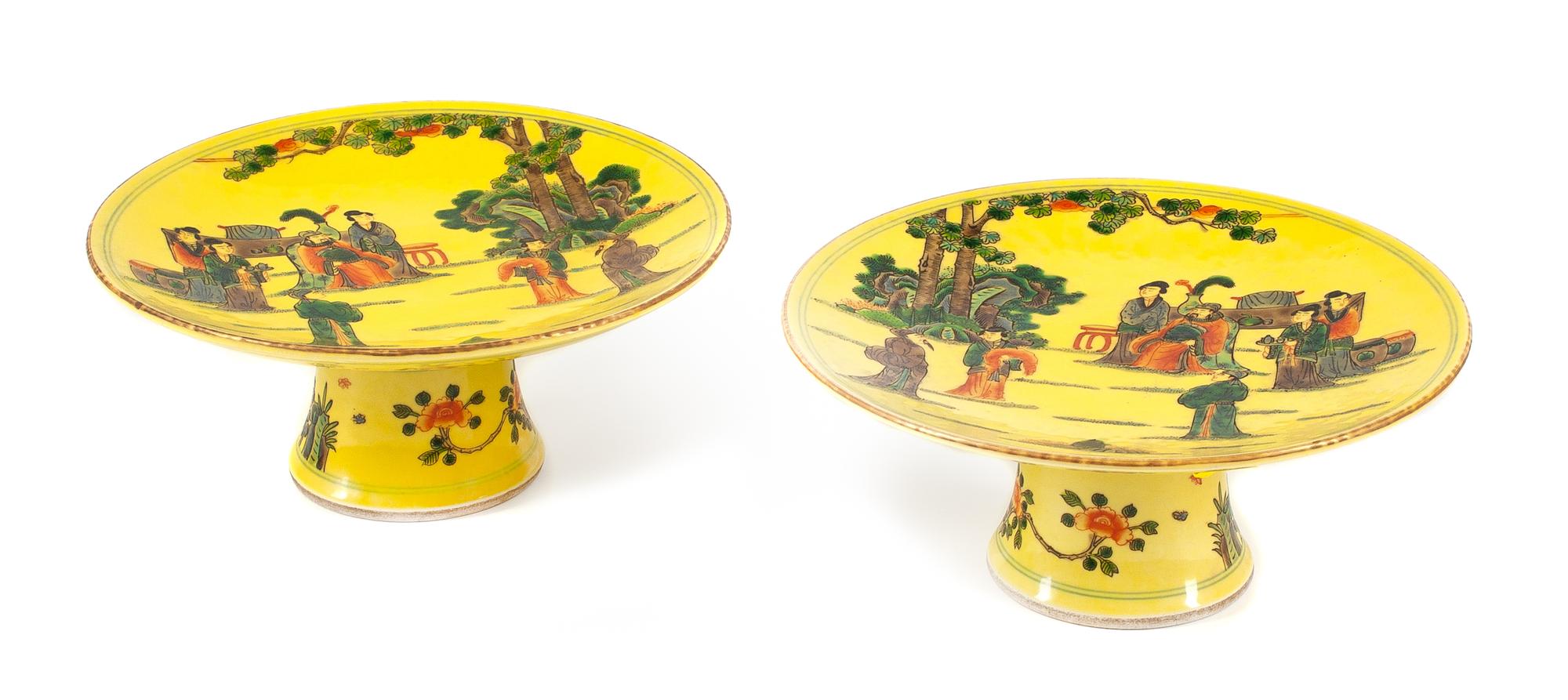 A Pair of Chinese Porcelain Tazze Diameter 8 1/4 inches.