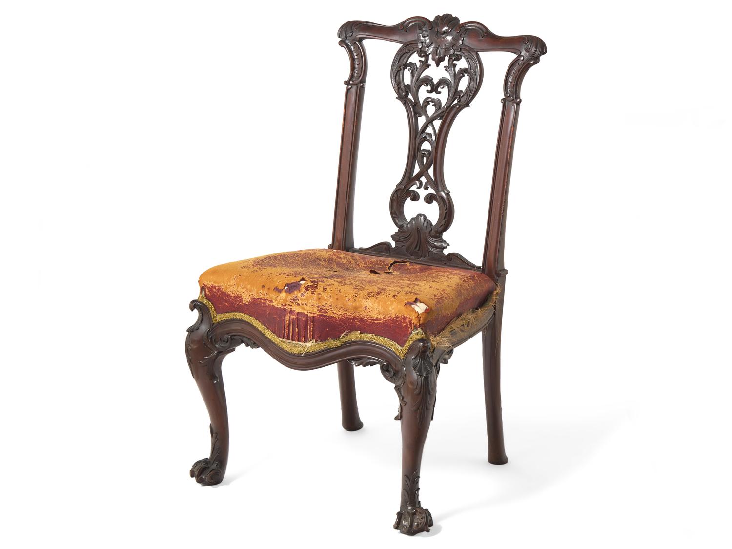 An Irish George III Style Carved Mahogany Side Chair