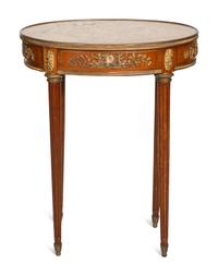 A Louis XVI Style Bronze Mounted Marble-Top Side Table