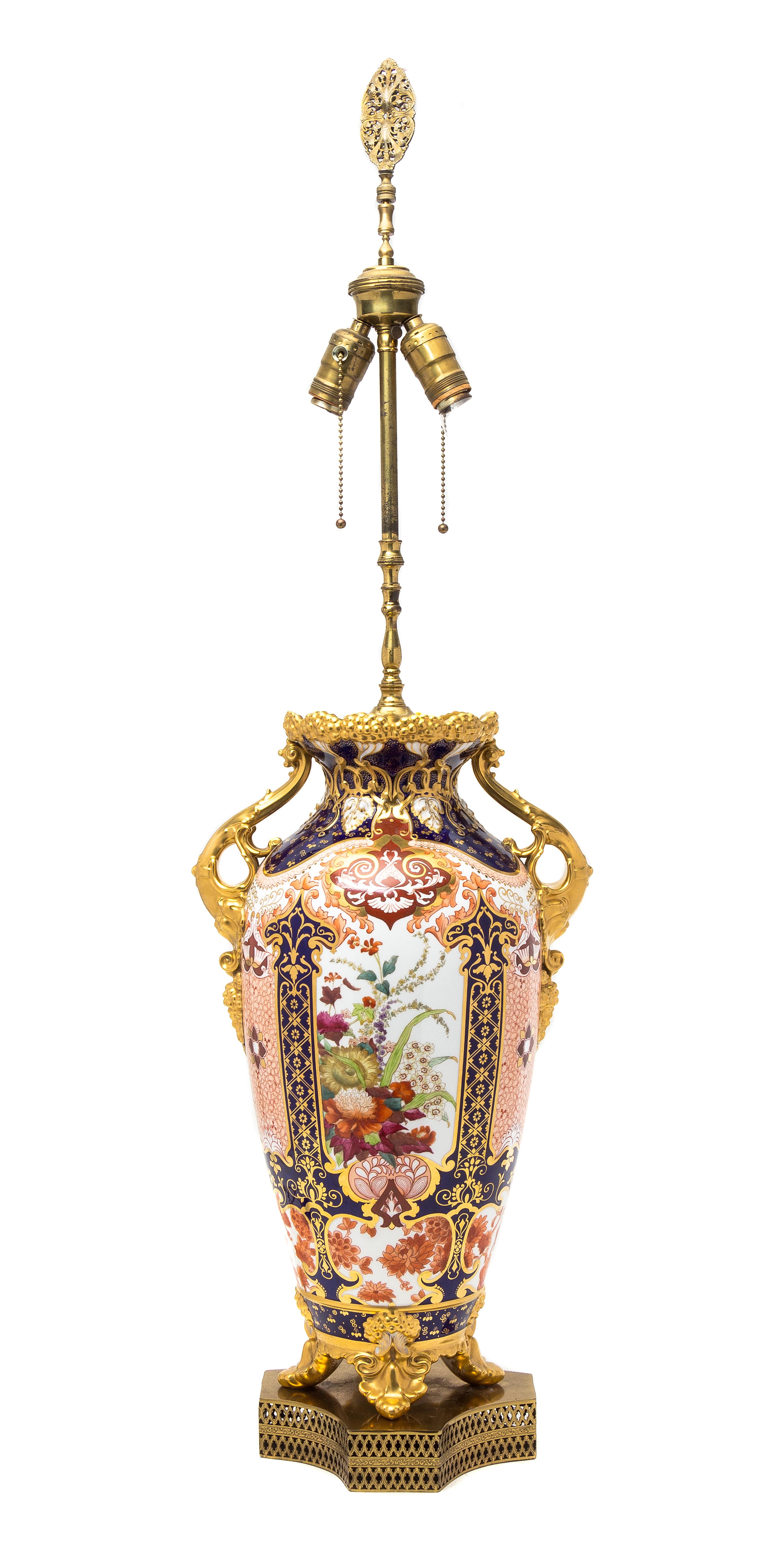 A English Porcelain Vase, LIKELY ROYAL CROWN DERBY, Height of porcelain 20 inches. — LIKELY ROYAL CROWN DERBY,