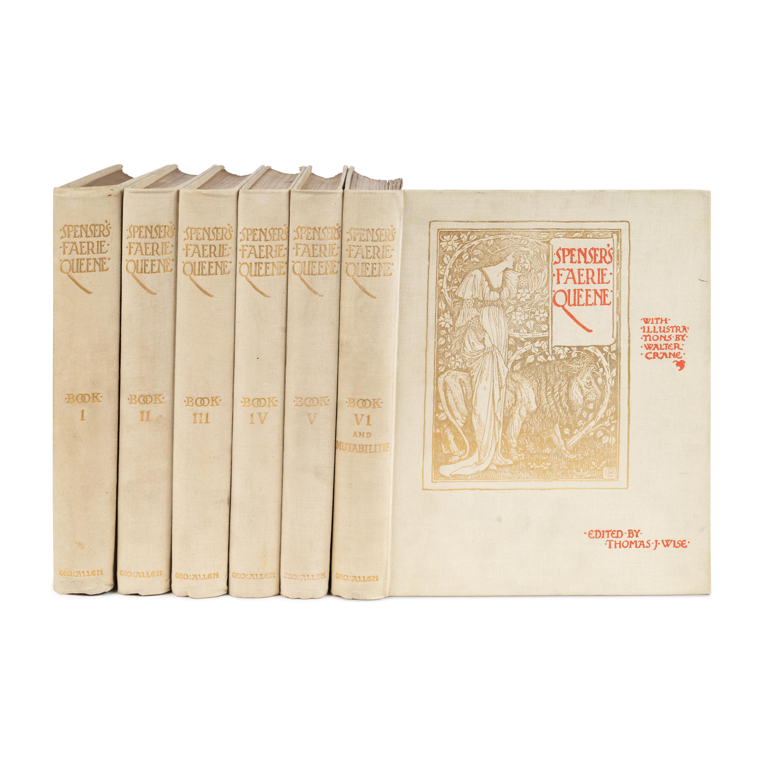 [Fine Press - Chiswick Press]. -- [Crane, Walter (1845-1915), illustrator]. Spenser, Edmund (1552-1599). The Faerie Queene . Thomas J. Wise, editor. London: Chiswick Press for George Allen, 1897.