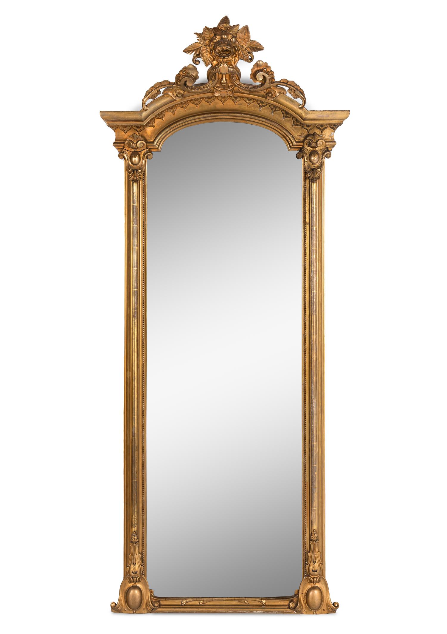 An Italian Giltwood Pier Mirror and Marble-Top Console Table
