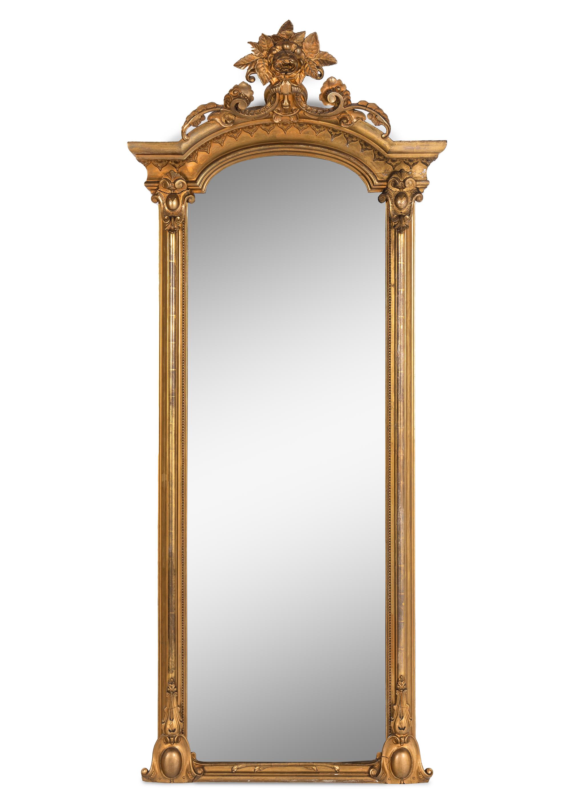 An Italian Giltwood Pier Mirror and Marble-Top Console Table