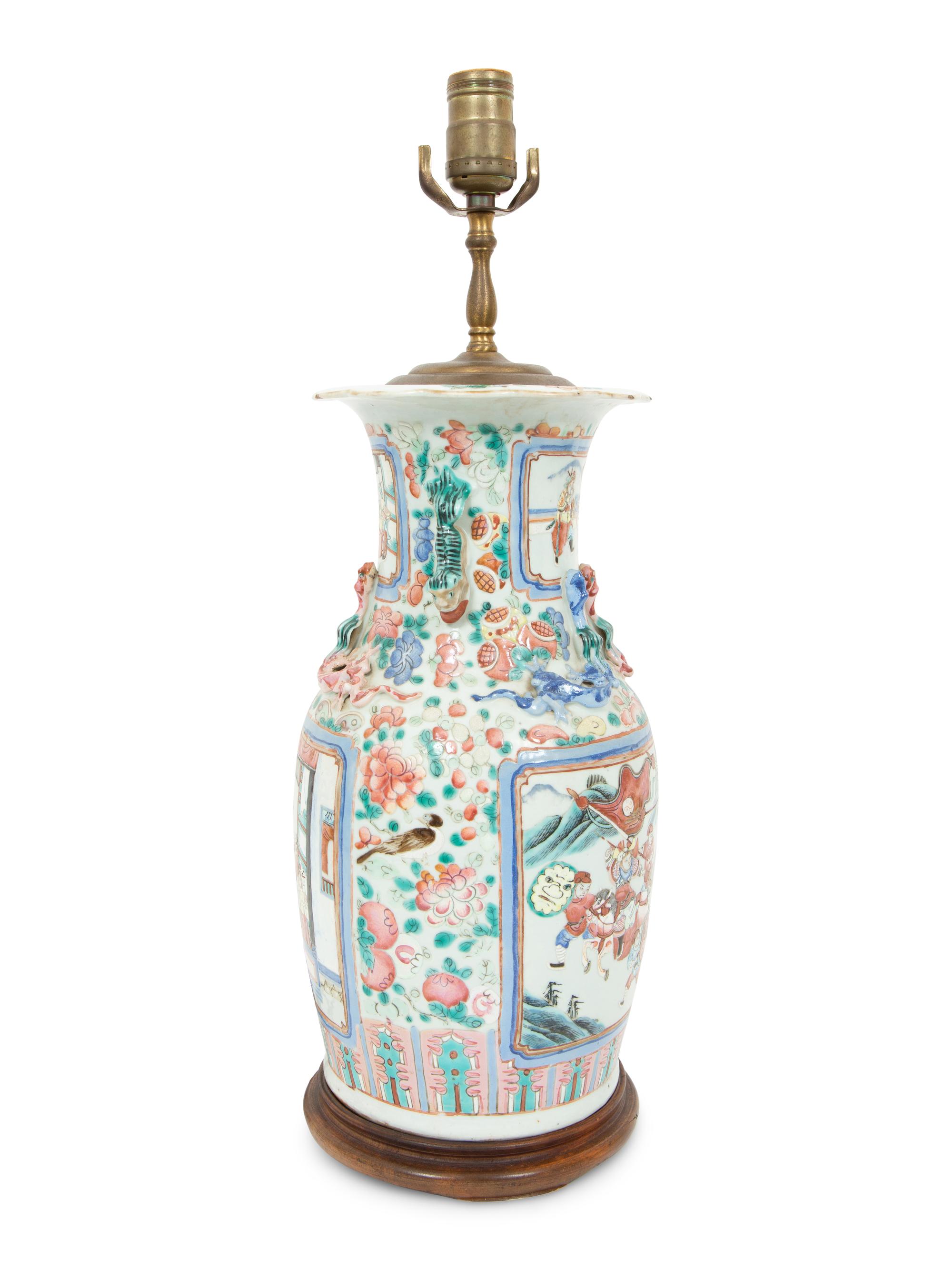 A Chinese Porcelain Vase Mounted as a Lamp