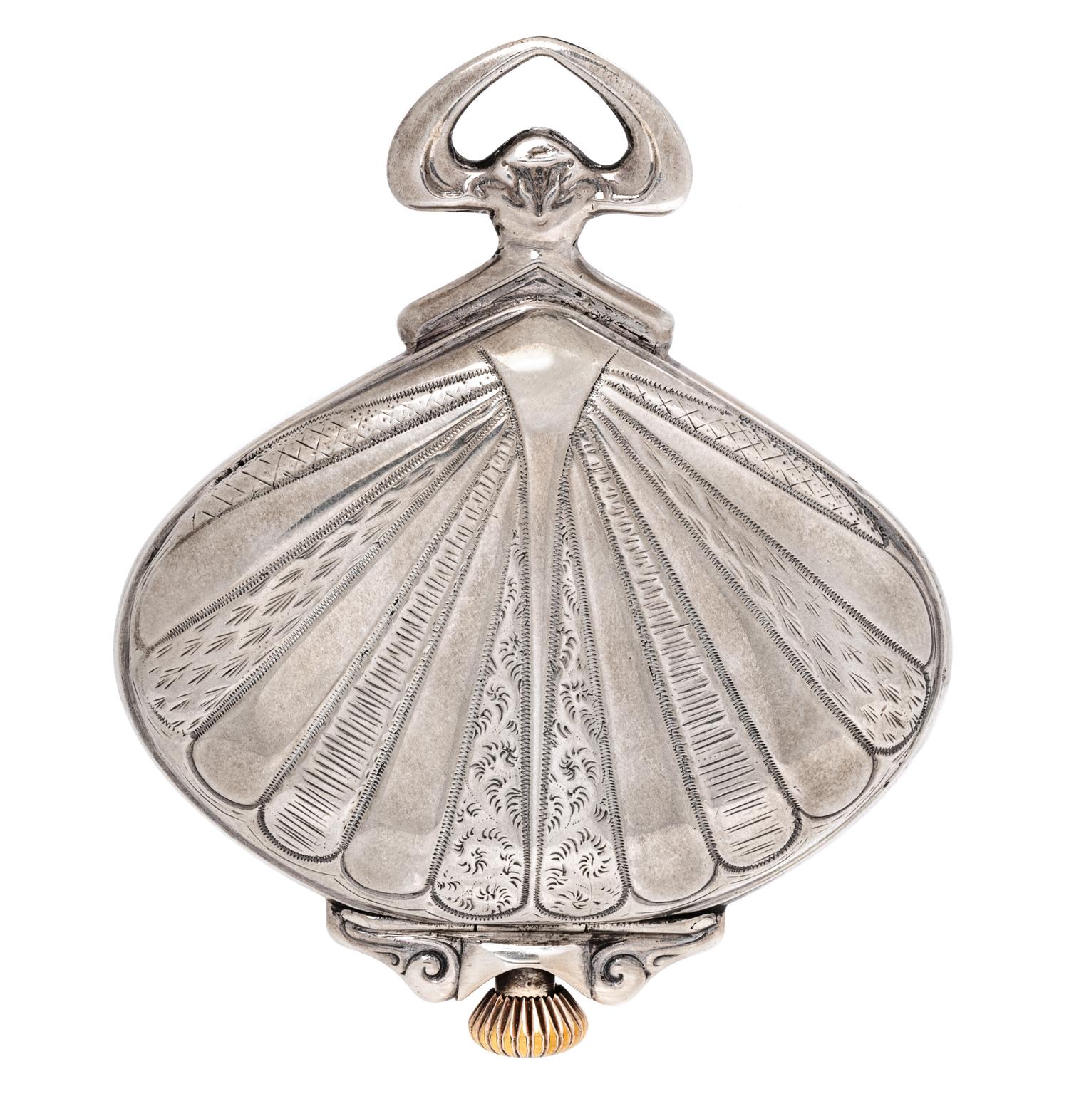 A Silver Fan-Form Open Face Pocket Watch, Record Watch Co.,