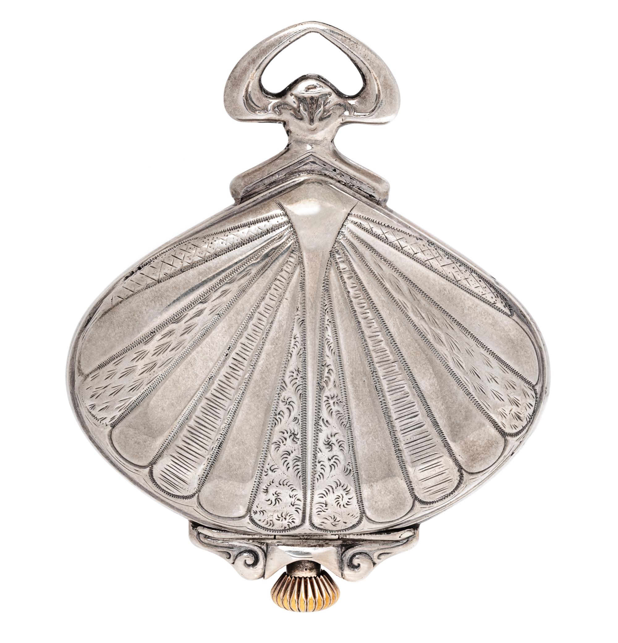 A Silver Fan-Form Open Face Pocket Watch, Record Watch Co.,