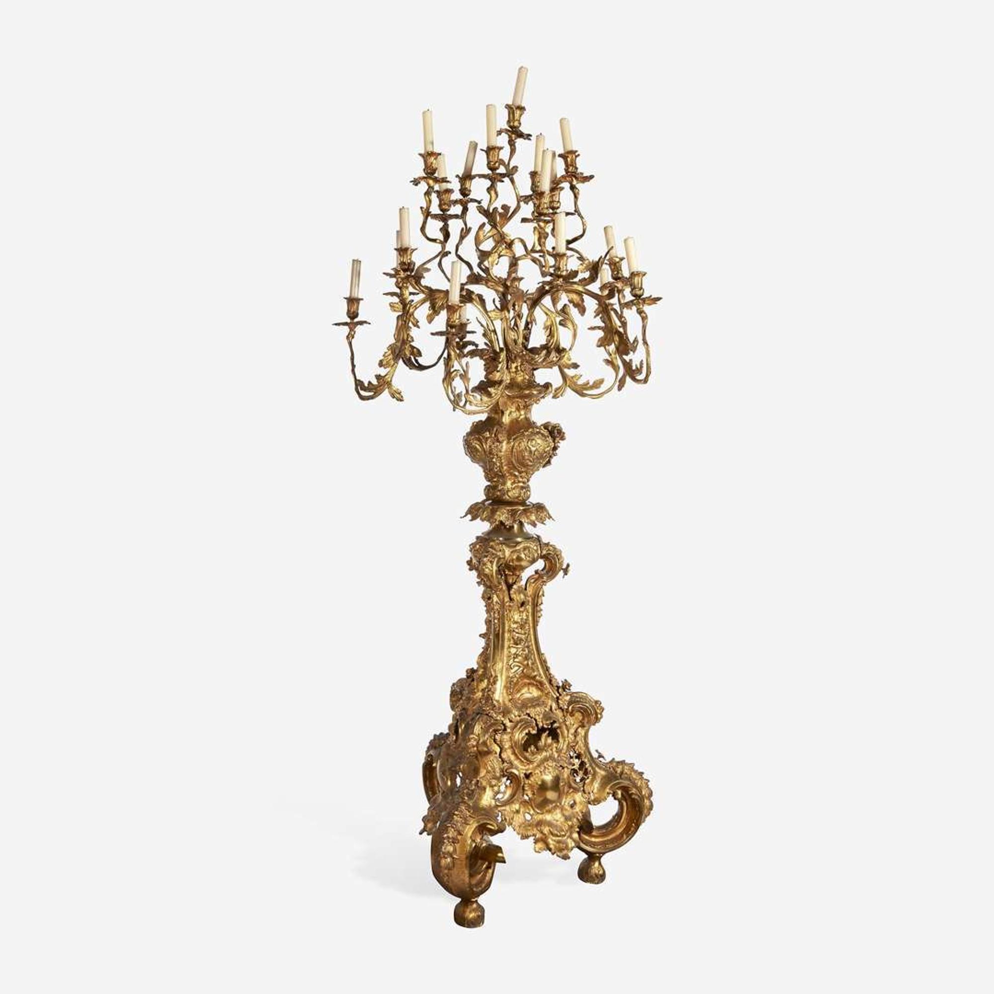 An Impressive Louis XV Style Gilt Bronze Nineteen-Light Torchère