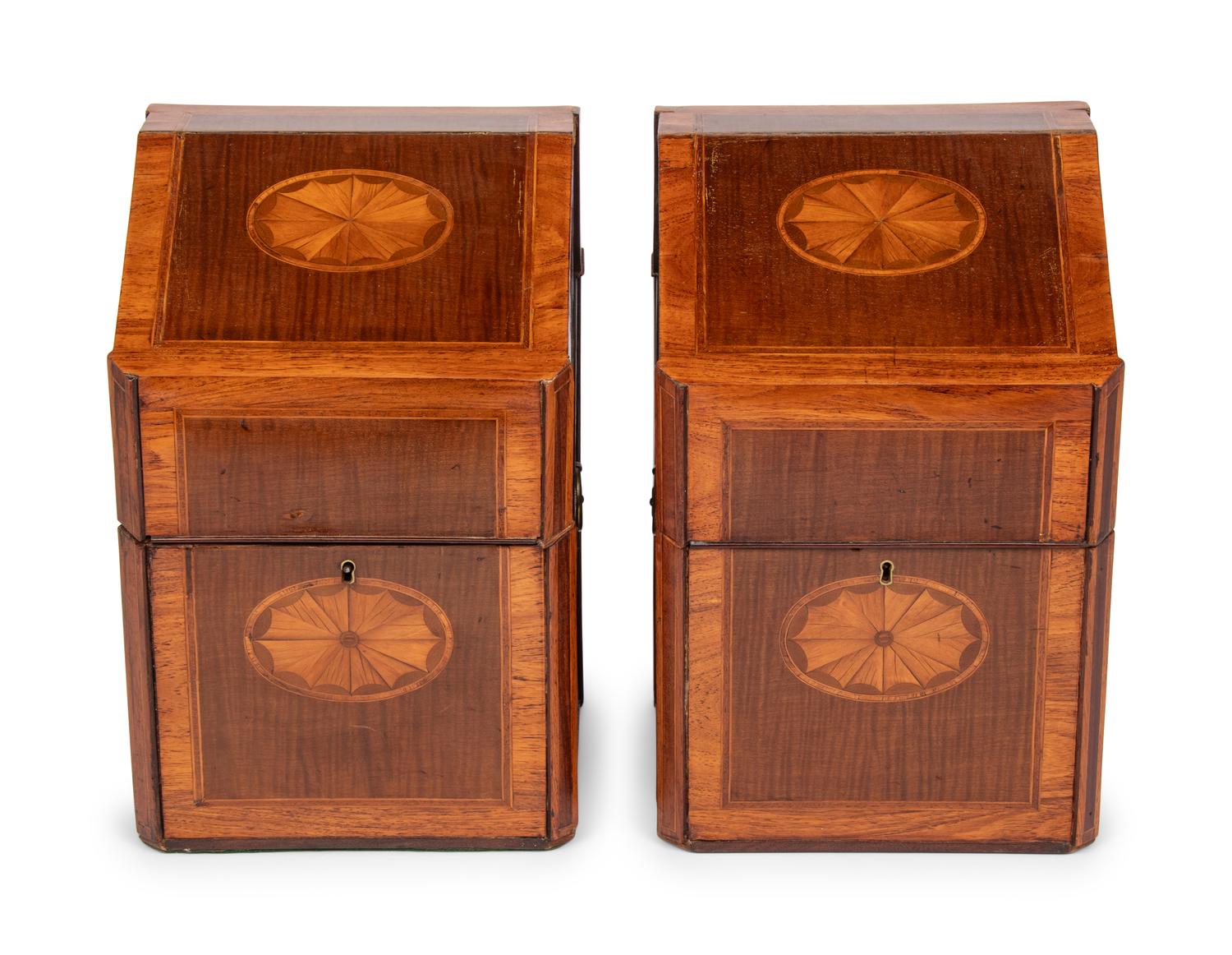 A Pair of George III Mahogany Knife Boxes