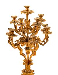 A Pair of Louis XVI Style Gilt Bronze Nine-Light Candelabra