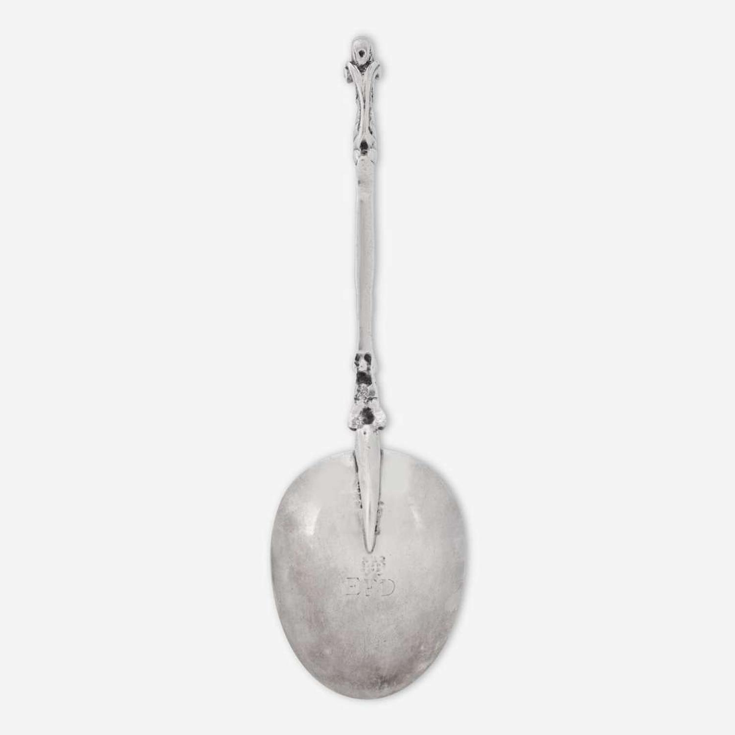 A rare caryatid handle silver spoon Henricus Boelen II (1697-1755), New York, NY, circa 1715