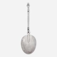 A rare caryatid handle silver spoon Henricus Boelen II (1697-1755), New York, NY, circa 1715