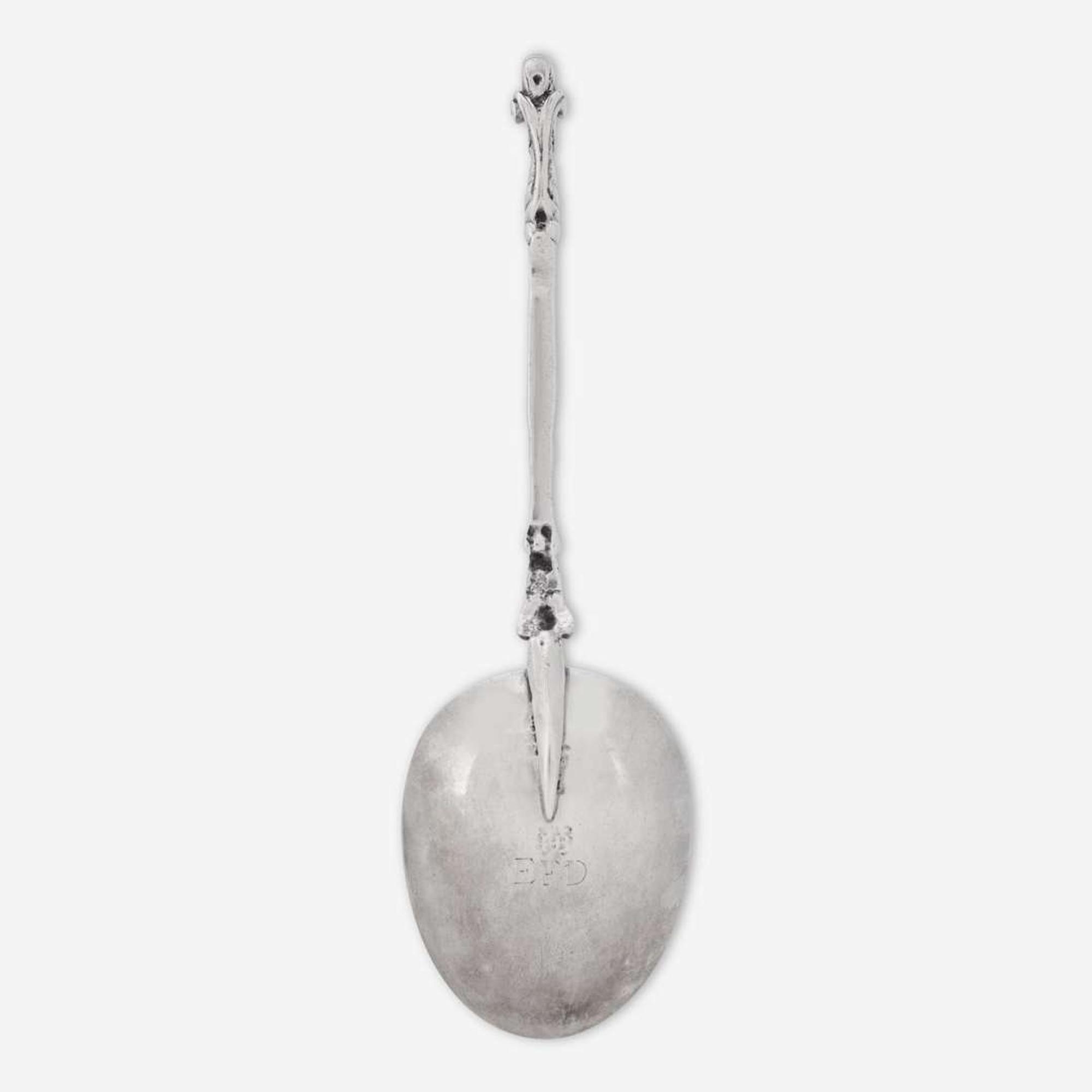 A rare caryatid handle silver spoon Henricus Boelen II (1697-1755), New York, NY, circa 1715