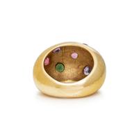 YELLOW GOLD AND MULTIGEM BOMBÉ RING
