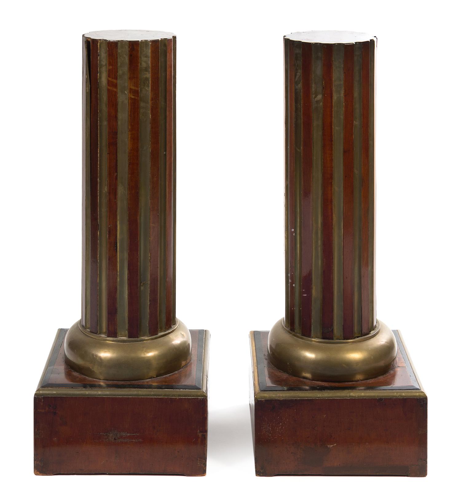 A Pair of Brass Mounted Mahogany Pedestals Height 39 3/4 inches. — 19TH CENTURY