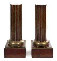 A Pair of Brass Mounted Mahogany Pedestals Height 39 3/4 inches. — 19TH CENTURY