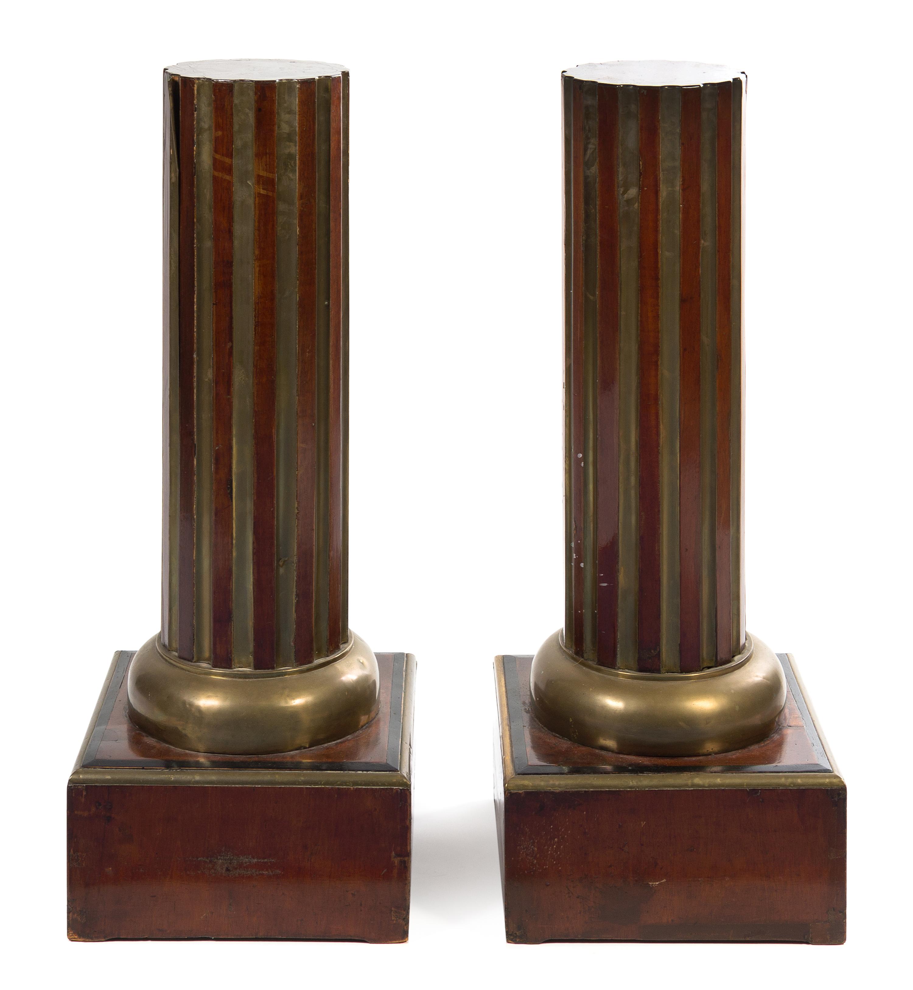 A Pair of Brass Mounted Mahogany Pedestals Height 39 3/4 inches. — 19TH CENTURY