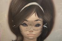 Brunette Girl Wearing a Black Net Eye Mask