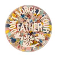 Two American Frit Father Motto Over Speckled Ground Glass Paperweights
