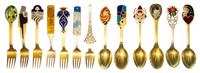 A Collection of Danish Enameled Silver Commemorative Christmas Spoons and Forks, A. Michelsen, Copenhagen, 20th Century, comprising spo