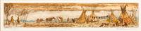 Group of four etchings: Crow War Ponys, Quiet Crow Camp, Pioneers, Born Loser