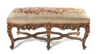 A Continental Giltwood Bench, Height 18 x width 40 x depth 17 1/2 inches.