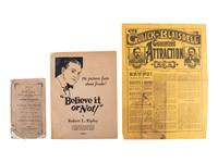 [CIRCUS] -- [SIDESHOWS]. A group of 4 items associated with unusual performing acts highlighted by a broadside advertising the "Illinois Giant Boy!" ca 1879.
