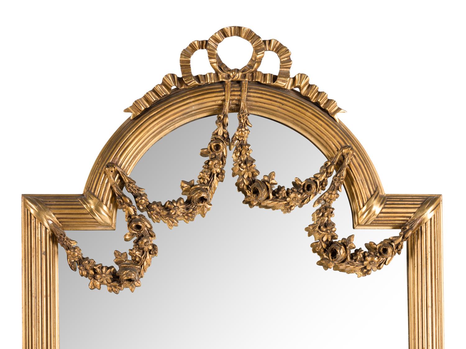A Pair of Louis XVI Style Carved Giltwood Pier Mirrors