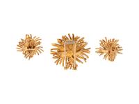 TIFFANY & CO., YELLOW GOLD AND DIAMOND ANEMONE SET