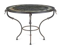 A Steel and Faux Scagliola-Painted Side Table