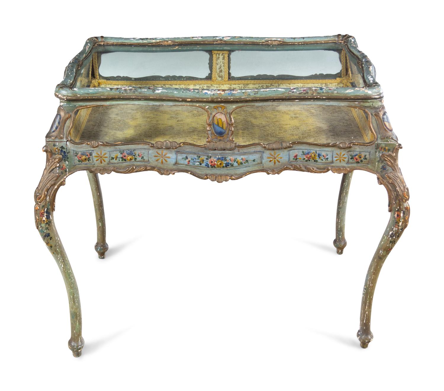A Venetian Carved and Painted Vitrine Table