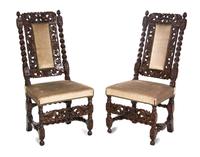 A Pair of Charles II Walnut Side Chairs, 17TH CENTURY, Height 43 inches. — 17TH CENTURY,