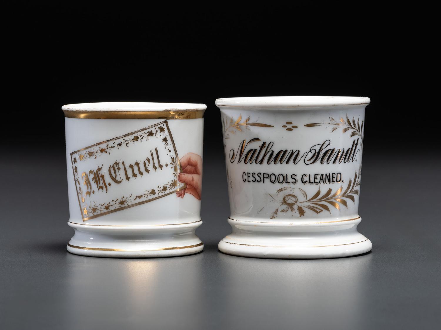 Two Porcelain Occupational Shaving Mugs