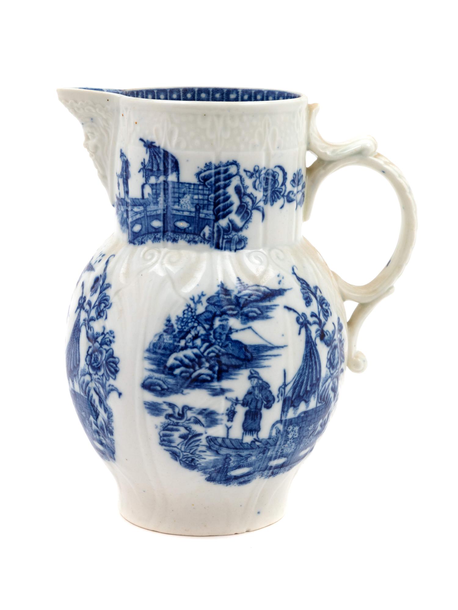 An English Molded Porcelain Jug, Caughley