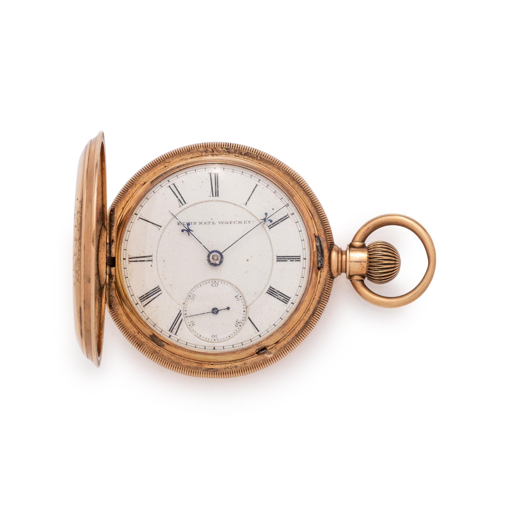 14K YELLOW GOLD HUNTER CASE POCKET WATCH